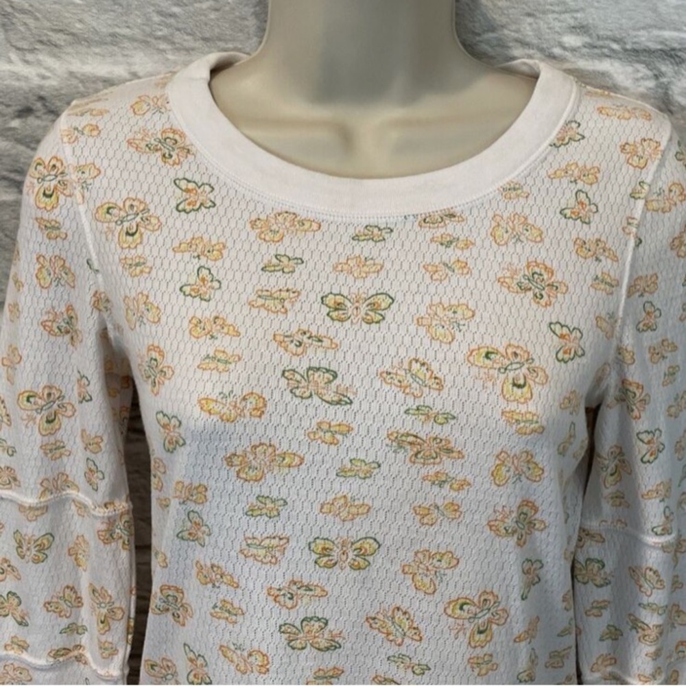 VINTAGE BUTTERFLY PRINT THERMAL TOP MEDIUM - Picture 2 of 7